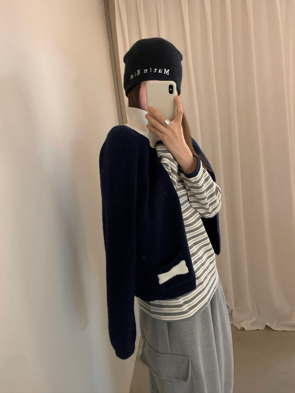 // 撞色領+蝴蝶結口袋翻領開胸CD