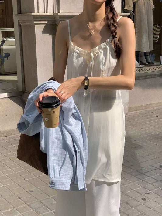 (現貨) // silky質感綁帶領微魚尾長吊帶