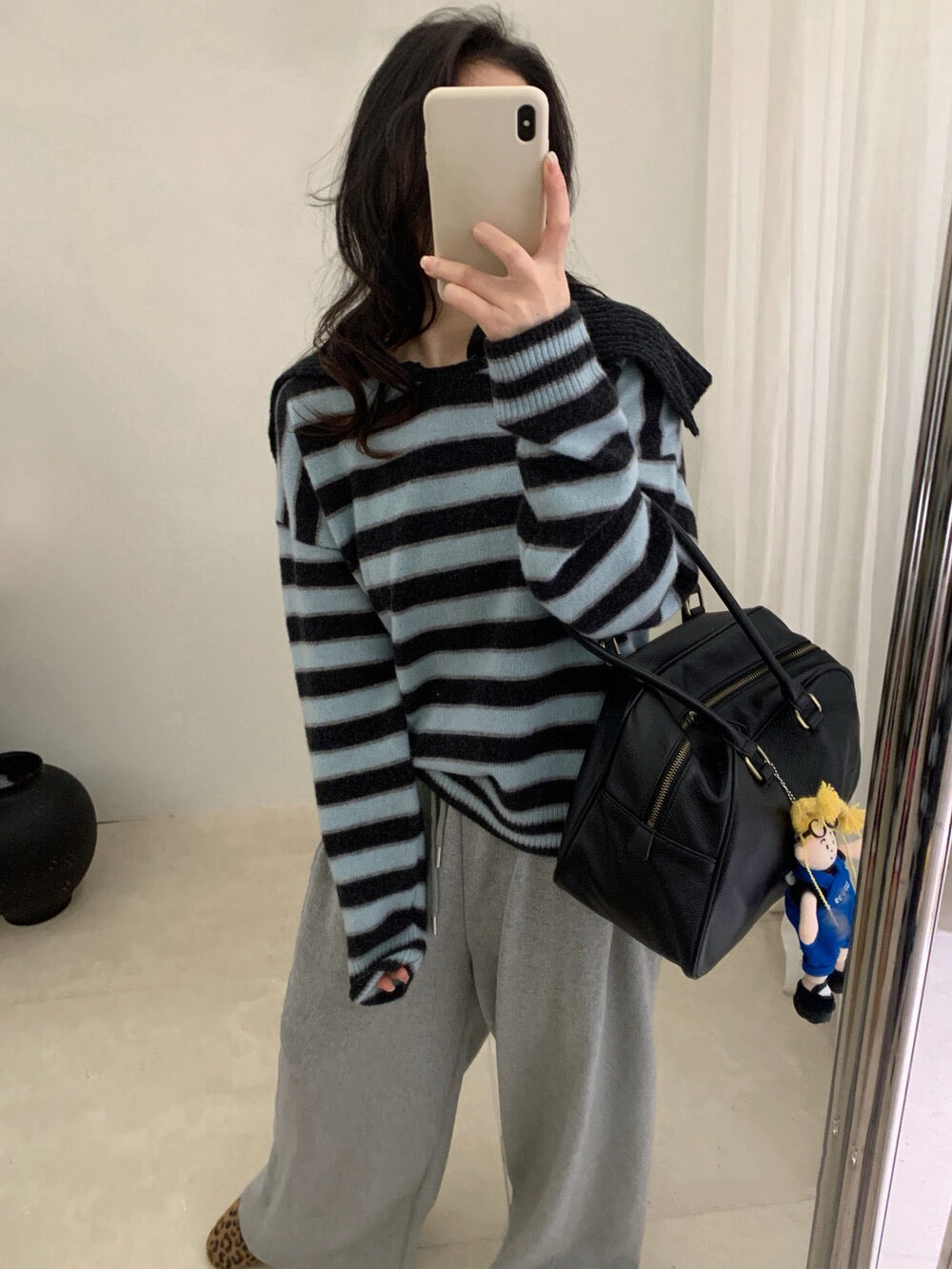 // 100%羊毛可拆領子柔軟間條NT