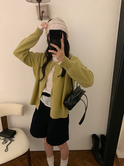 // 設計感特別鈕扣設計100%wool靚色CD