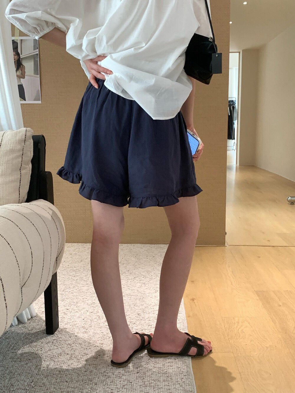 // 超舒服麻質花邊腳短褲