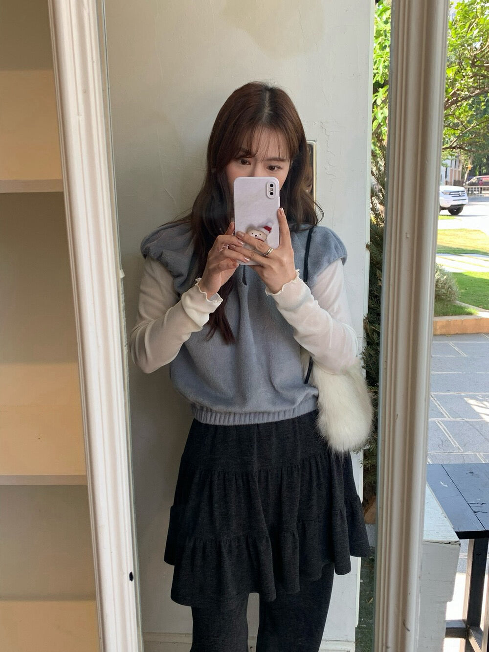 // 毛絨感超韓疊穿橡筋腳背心