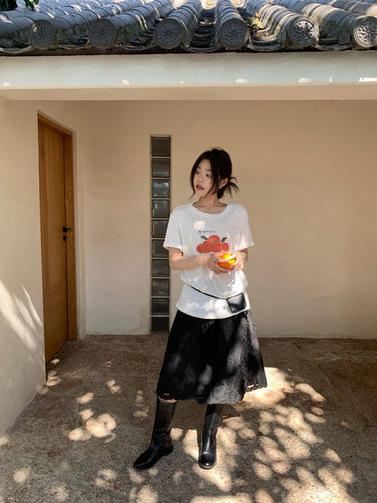 🍅 水果印花圖案棉質TEE￼