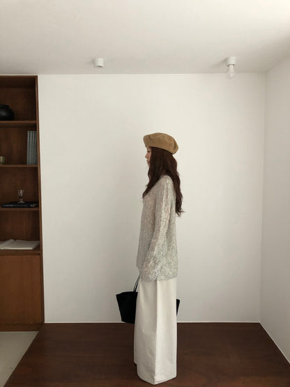 K01 / 絕美鏤空花紋柔軟針織上衣(22%wool)