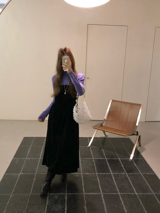 // 法式優雅絲絨吊帶OPS