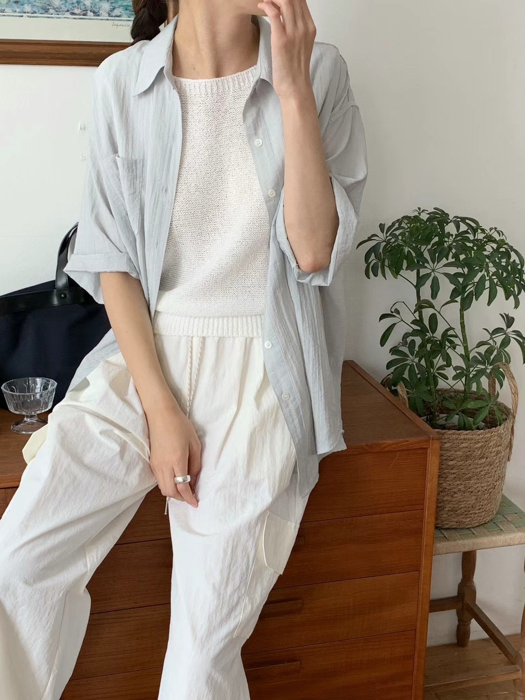 // silky質感口袋寬鬆短袖SH