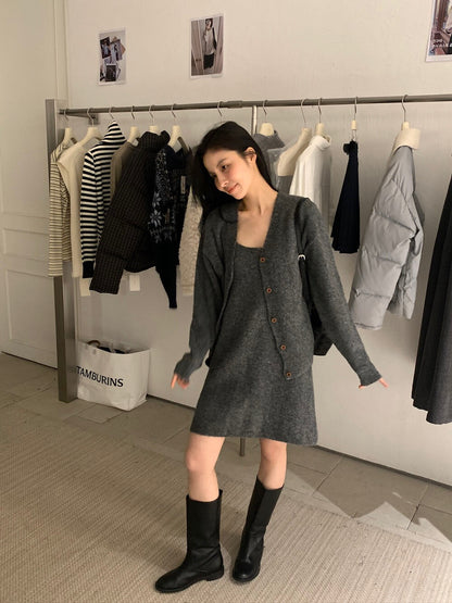 // 氣質針織背心OPS+外套套裝