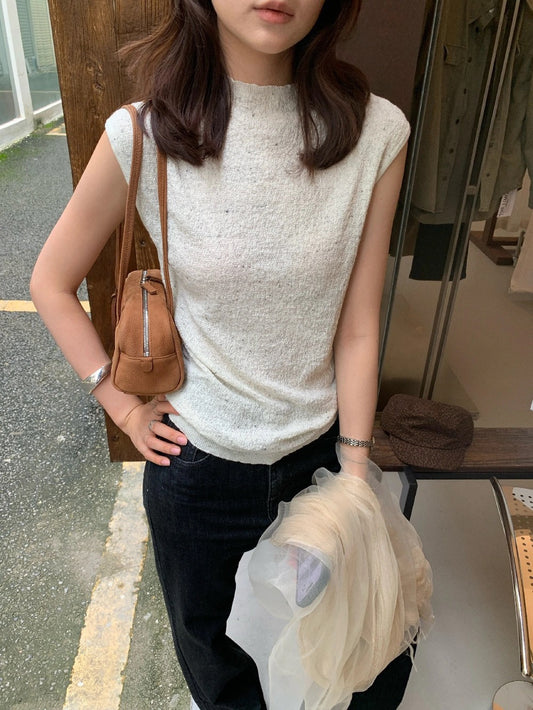 B45 / 混針點點小立領簡約針織背心