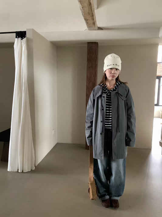 // 小個子也能入的中長款可立領翻領trench coat