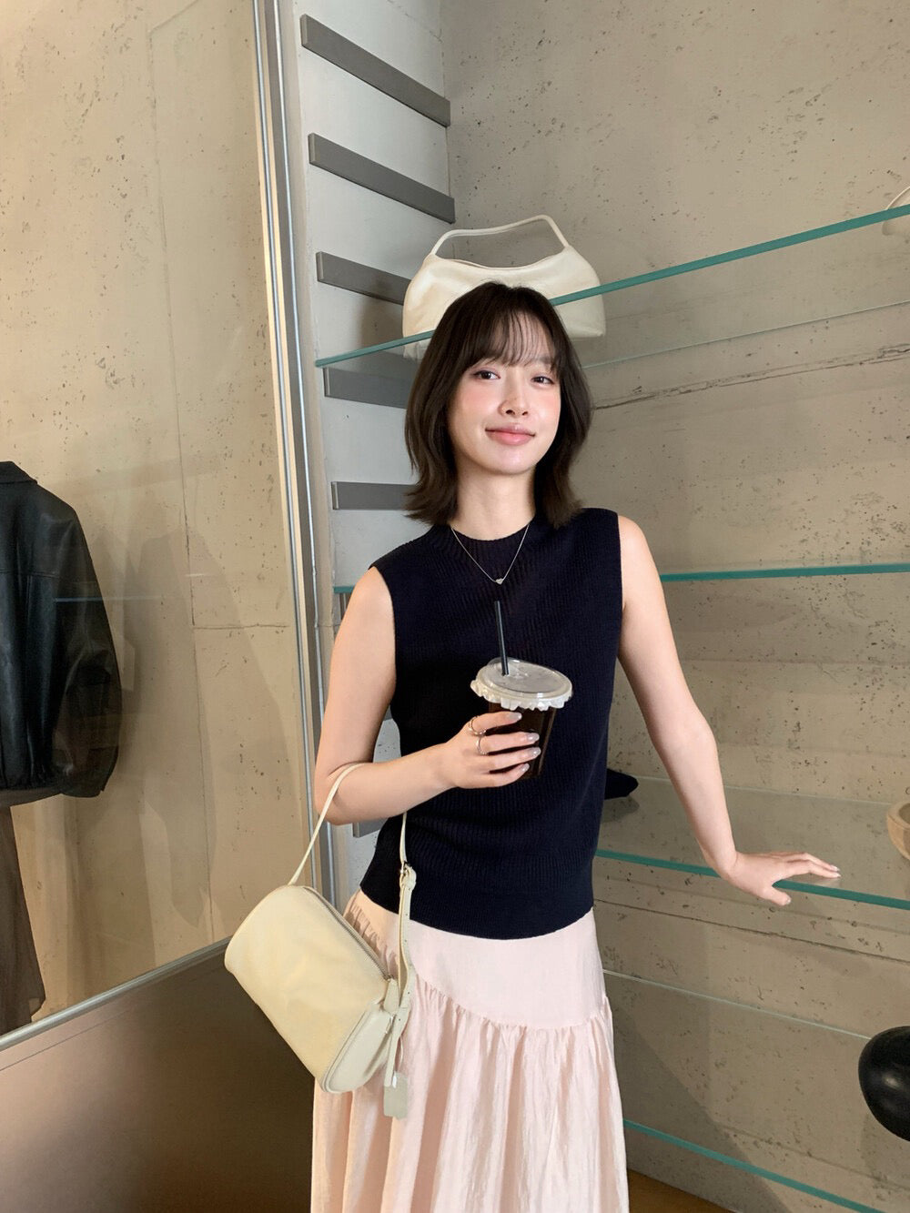// 13色小半領天絲麻針織背心