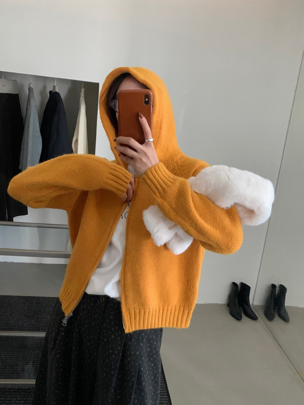 // 鬆弛氛圍感慵懶連帽雙拉鍊冷外套