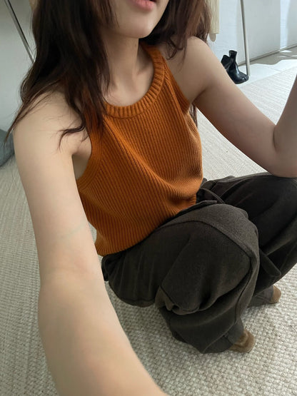 // 顯瘦掛頸入膊針織背心