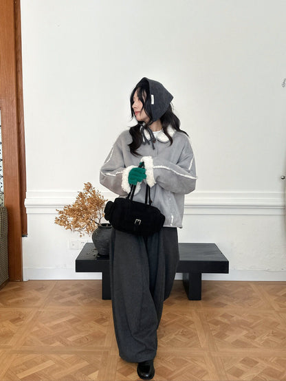 // 質感超好的皮毛一體圓翻領毛毛外套