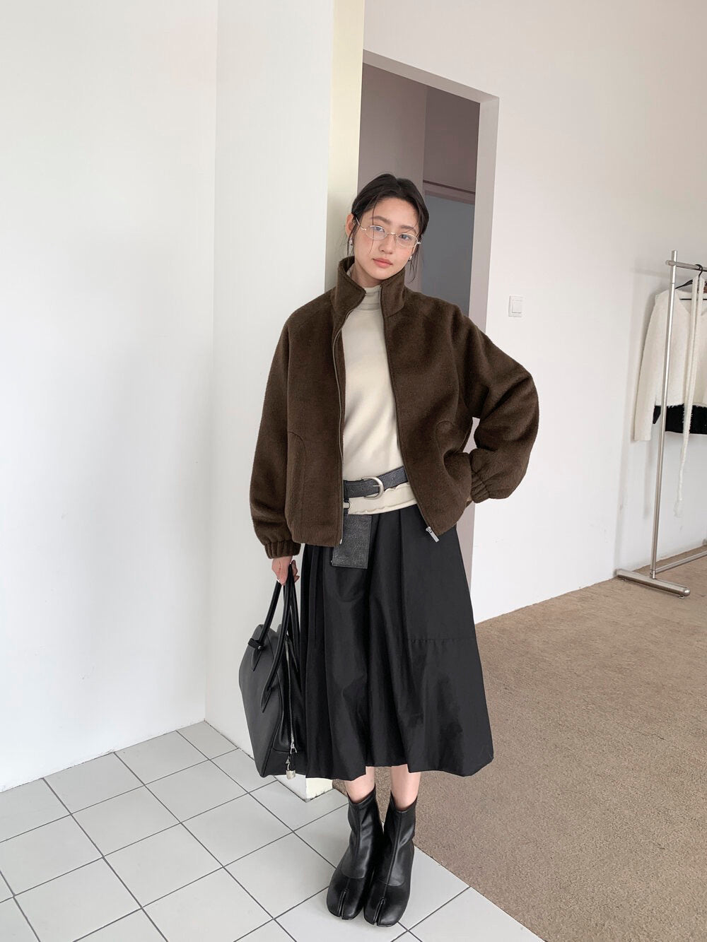 // 休閒風絨毛感夾棉外套