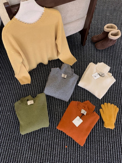 // 30%綿羊毛不規則鬚鬚邊毛衣