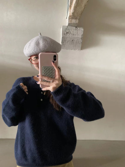 // 三粒鈕卷邊raccoon+wool NT