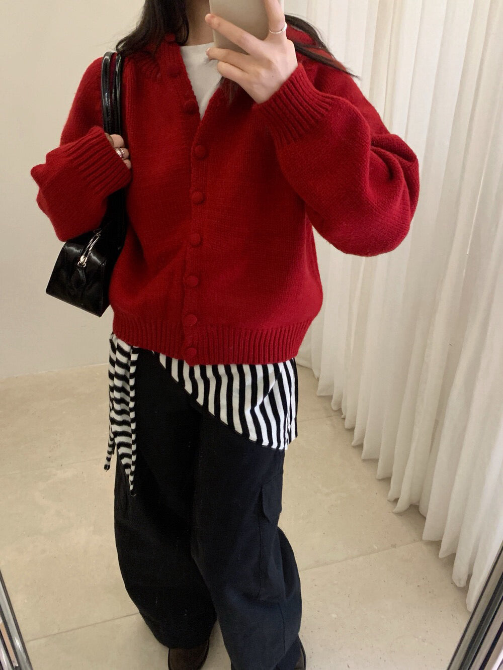 // 質感包扣連帽排扣毛衣