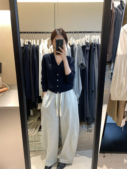 // 間條棉質彎刀褲