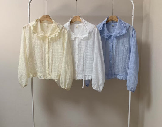 // 免燙荷葉邊泡泡棉連帽BL