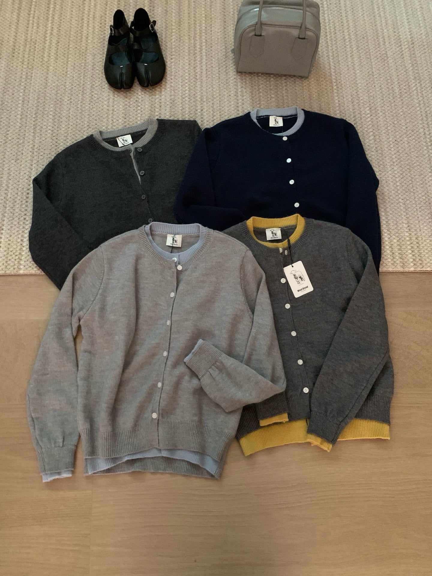 // 撞色疊穿假兩件針織外套