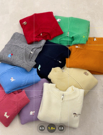 // 可愛動物刺繡上下拉鍊CD