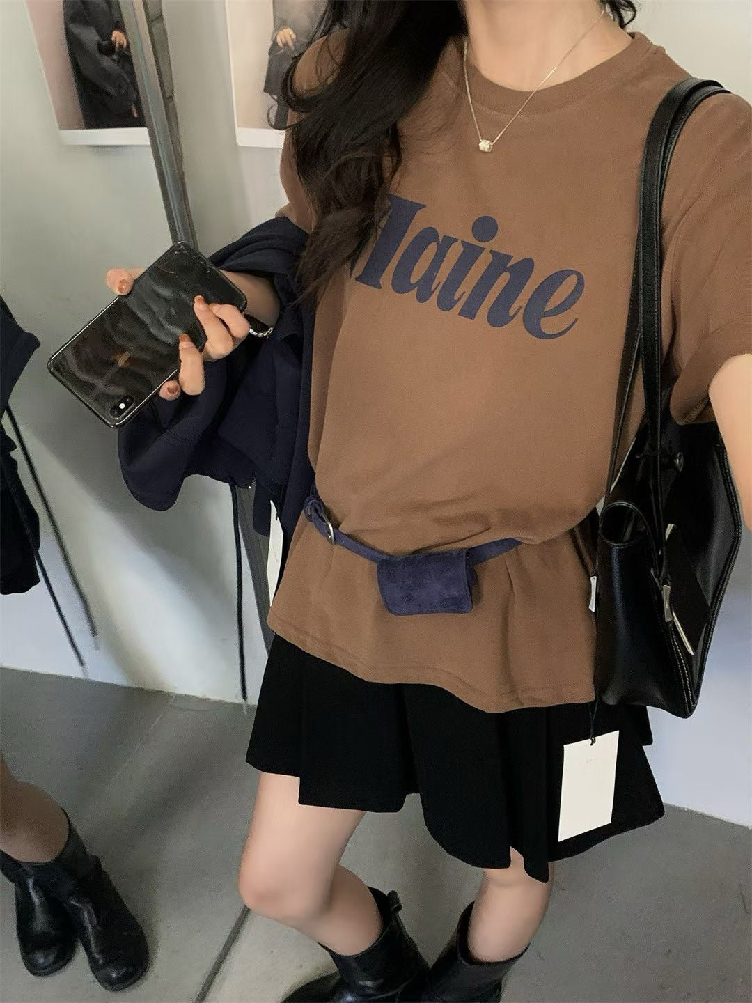 // ‘’Maine’連腰包仔磨毛TEE