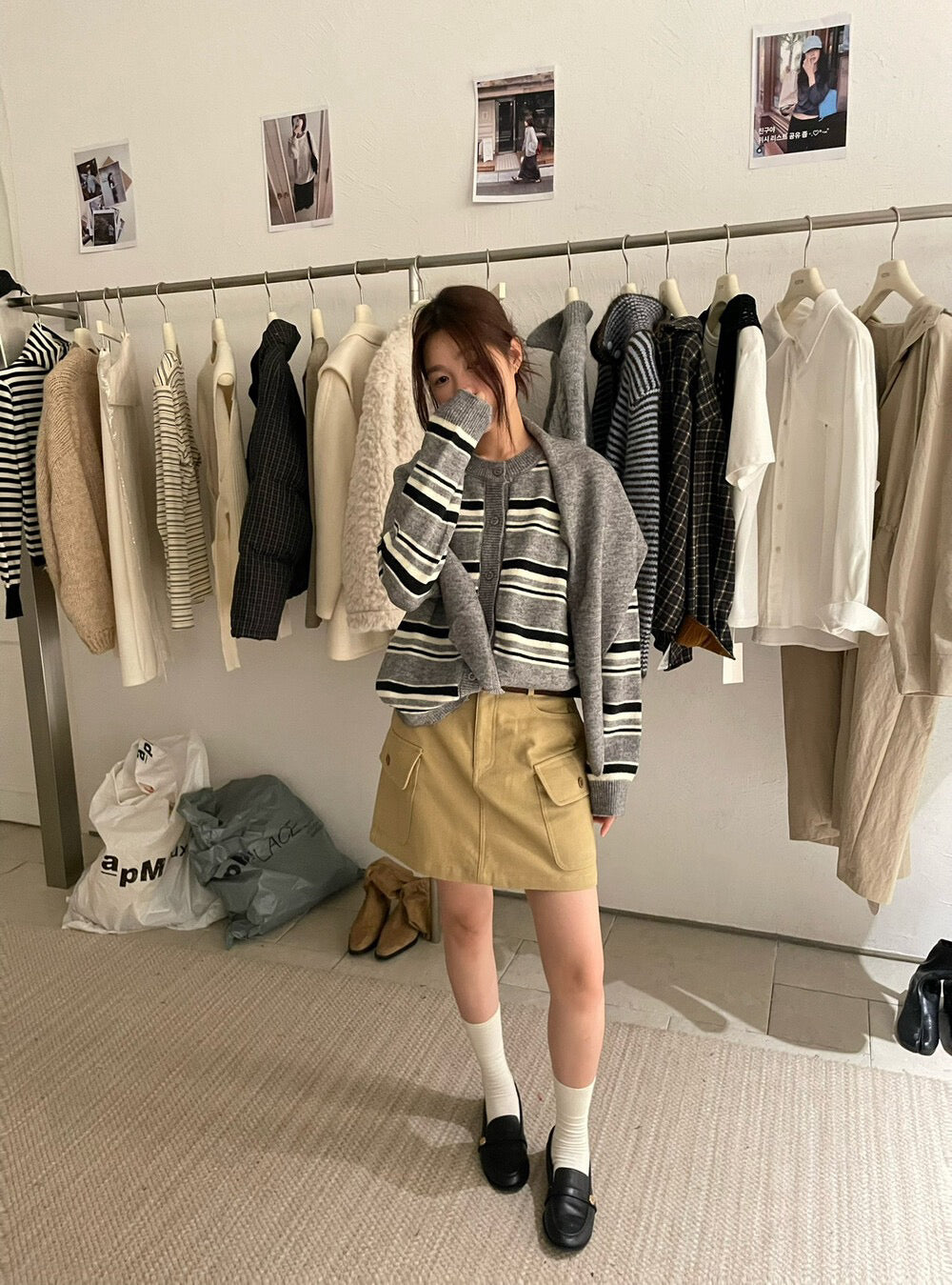 // 連披肩圓領拼間軟糯開胸CD