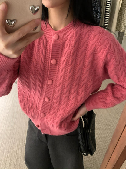 // 復古麻花包扣圓領CD