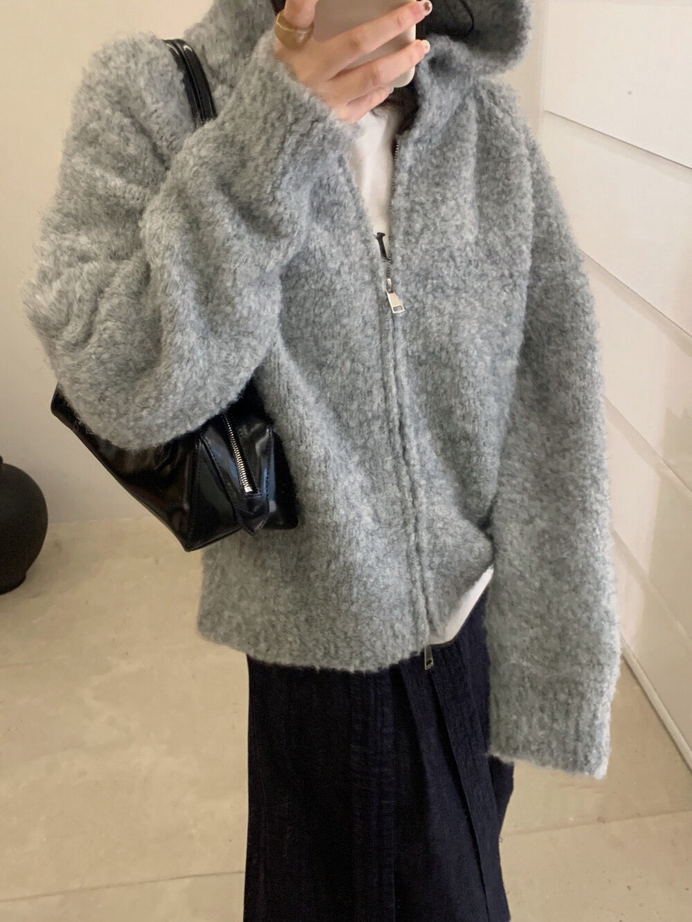 // 超軟糯圈圈羊毛連帽拉鍊CD