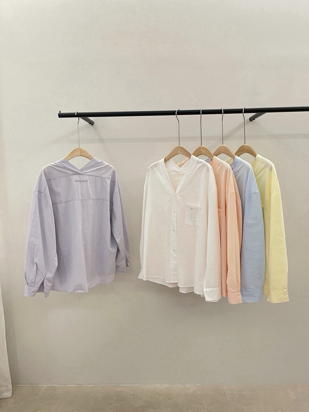 🫗 純棉V領口袋鬆弛感恤衫