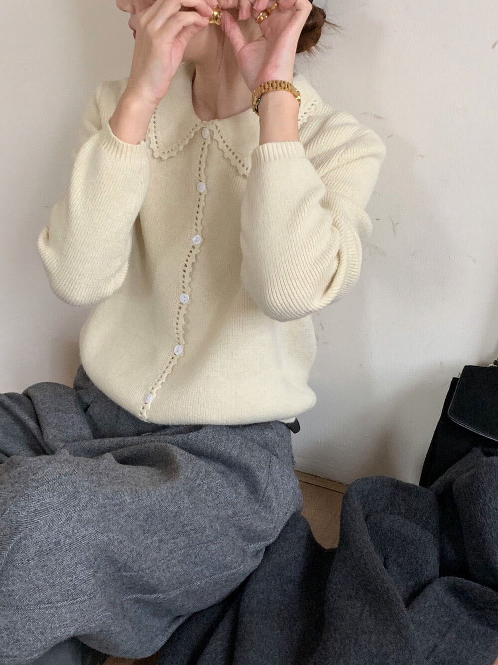 // 超美鈎花邊翻領開胸NT