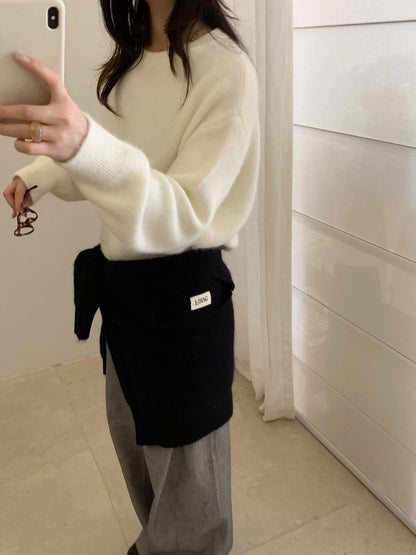 // 軟糯超美色系混兔毛圓領毛衣