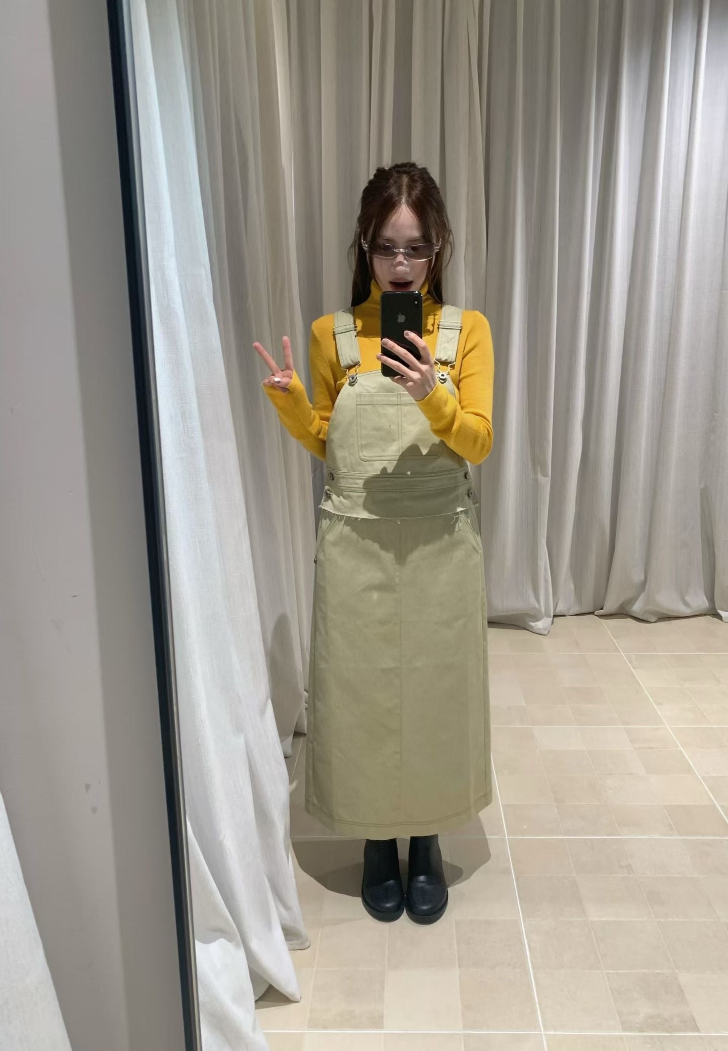 // 可拆開穿的工人裙兩件套