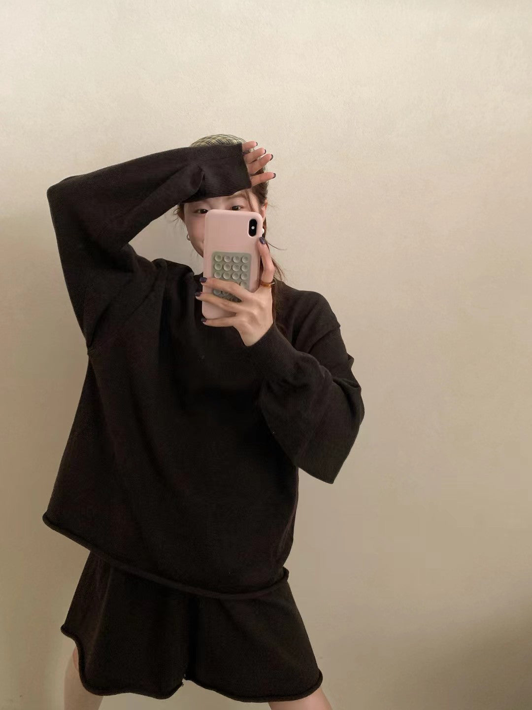 // 慵懶感毛衣+短褲套裝