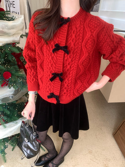 // 節日感絲絨蝴蝶結麻花CD