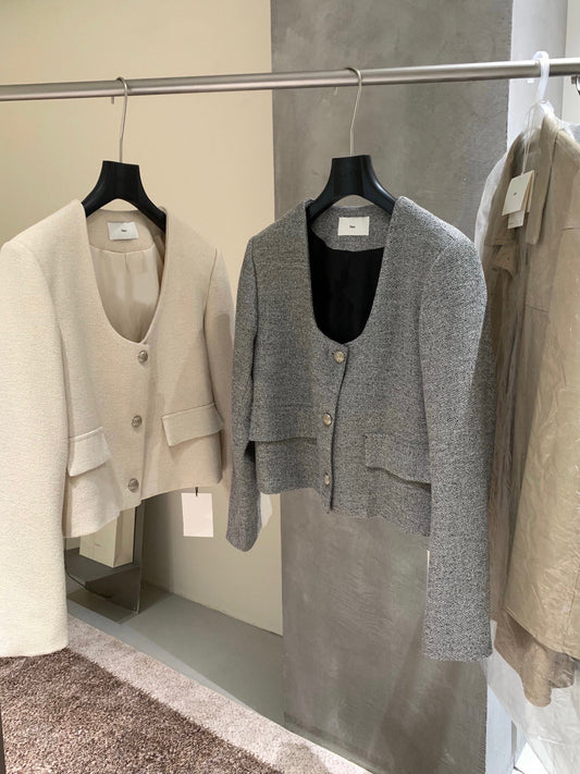 // 高質大U領顯瘦tweed JK