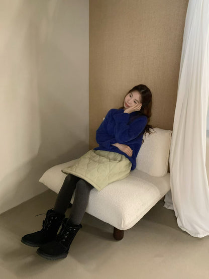 // 大熱菱格夾棉A字短裙