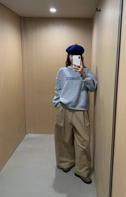 // “Blessing”刺繡拼lace邊加絨衛衣