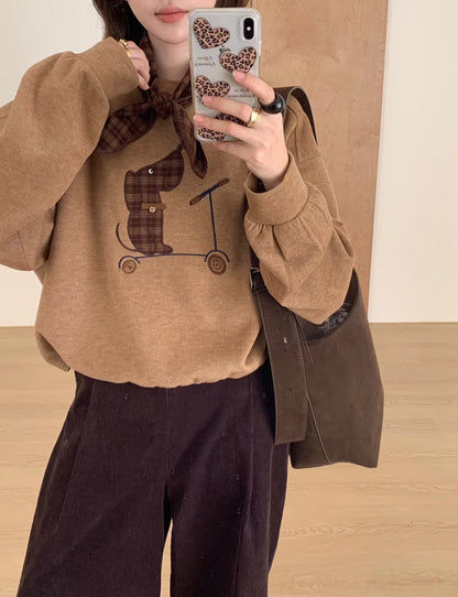 // 滑板小狗連絲巾衛衣