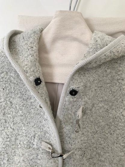 // 10%羊羔毛圈圈絨銀扣連帽外套