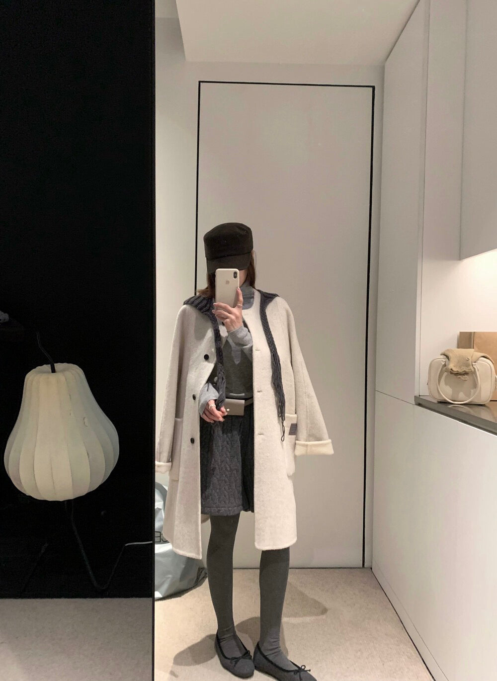 // 100%羊毛可拆針織帽內撞色手工外套