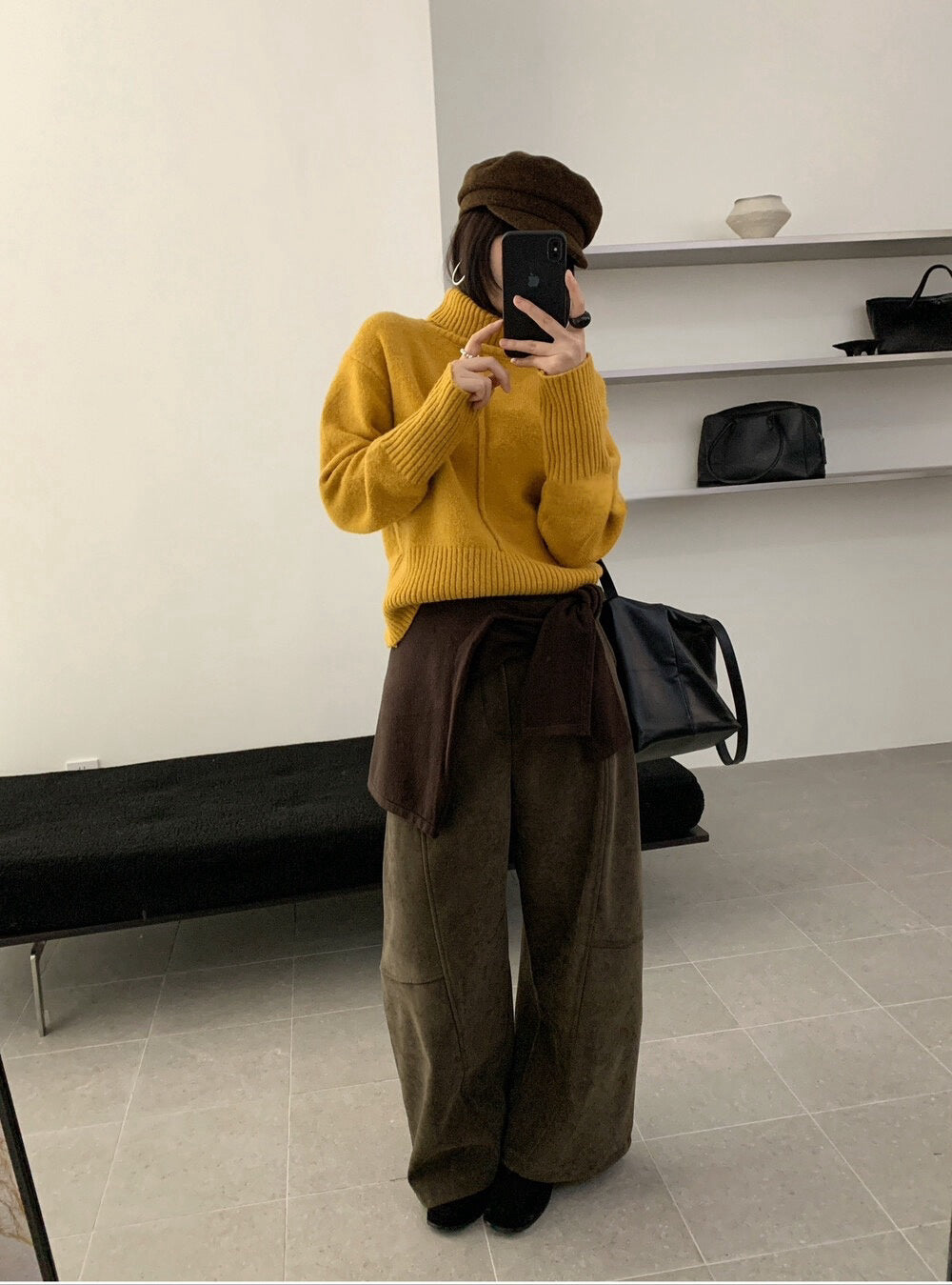 // 設計感中線直坑織紋高領NT