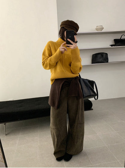 // 設計感中線直坑織紋高領NT