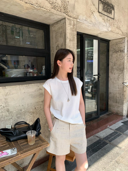 // 遮肩小飛袖lyocell棉TEE