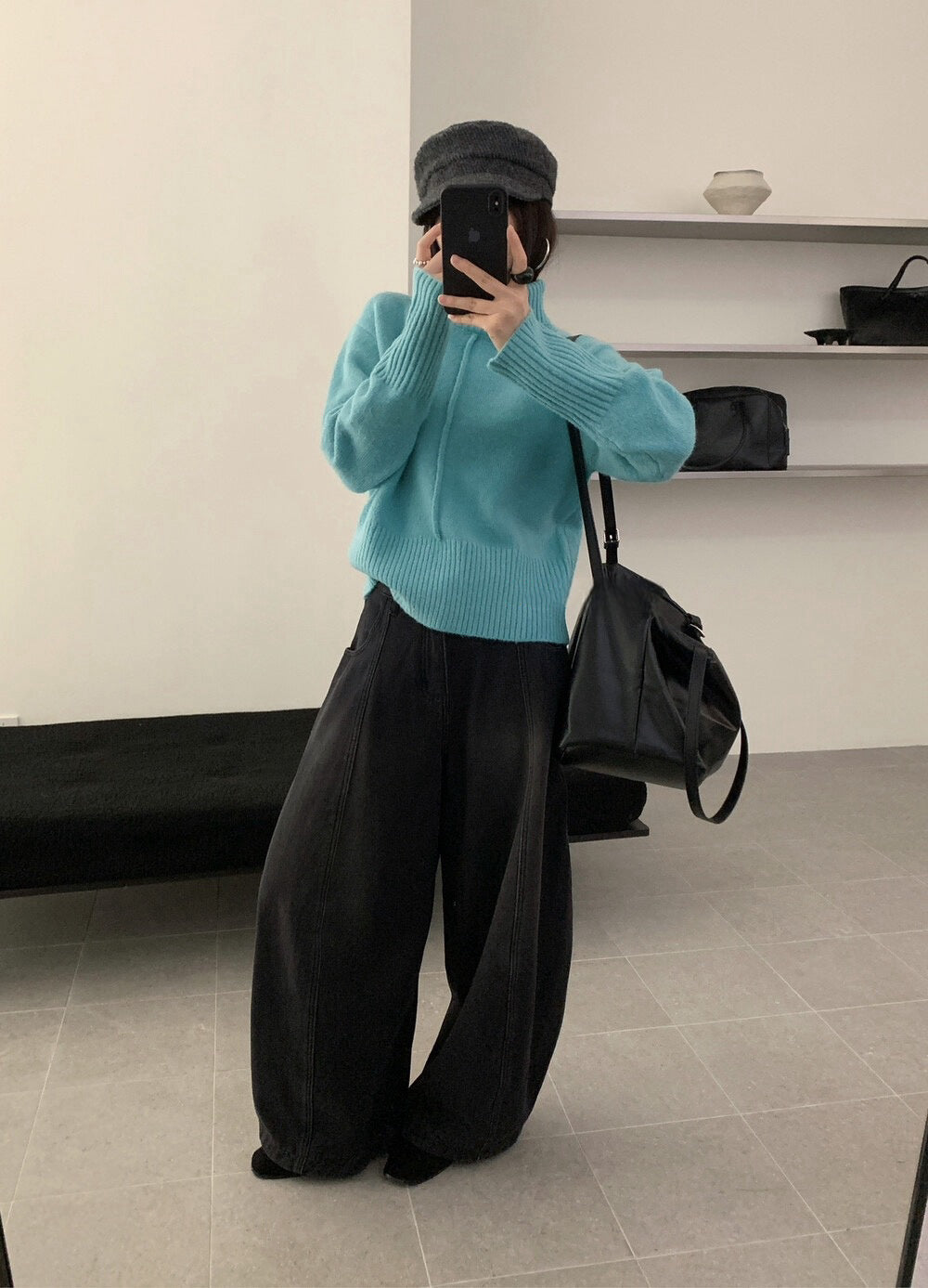 // 設計感中線直坑織紋高領NT