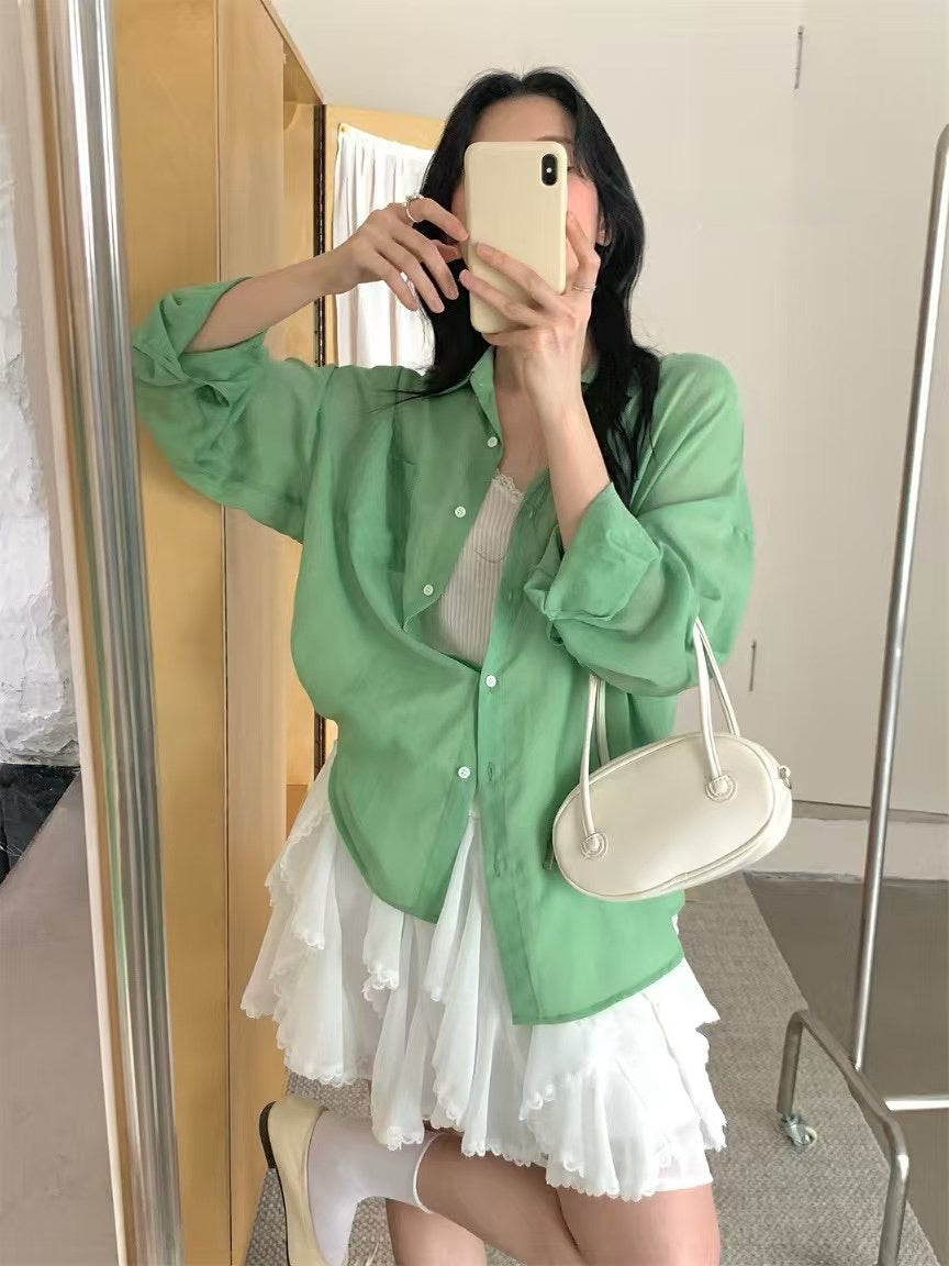 // 天絲麻多色口袋薄恤衫