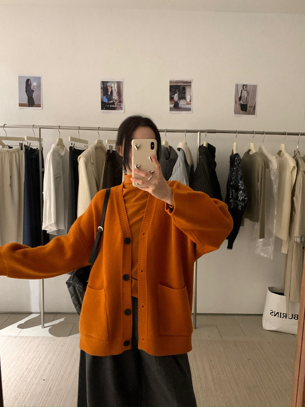 // 慵懶重磅靚色V領中長CD