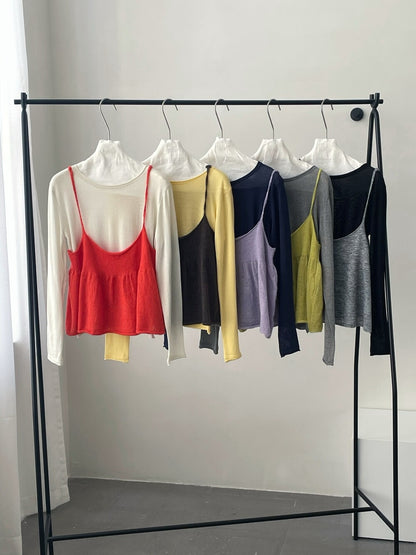 // 春季疊穿必備小吊帶+打底TEE套裝