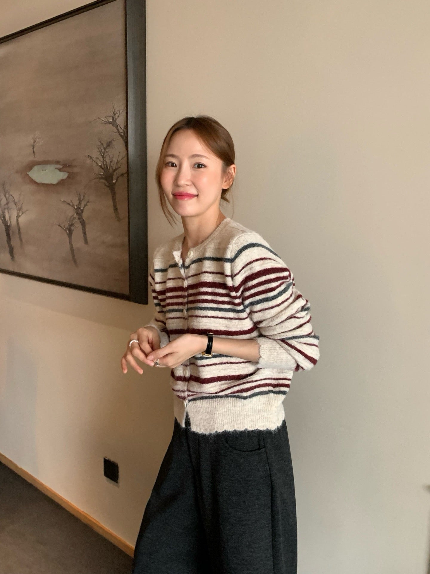 // 復古配色8%wool間條CD