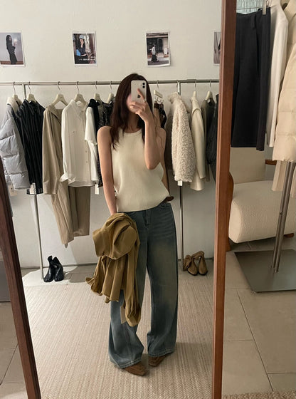 // 顯瘦掛頸入膊針織背心